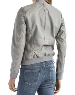 Femme Blue Wellford Veste en Cuir Benoue gris clair