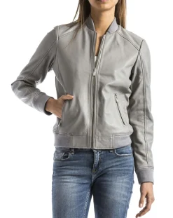 Femme Blue Wellford Veste en Cuir Benoue gris clair
