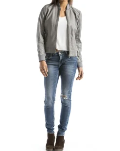 Femme Blue Wellford Veste en Cuir Benoue gris clair