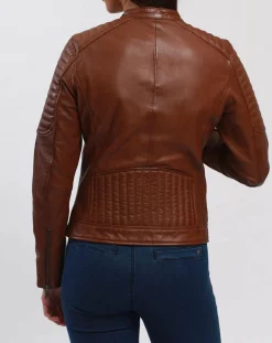 Hot Blue Wellford Veste en Cuir Betty cognac