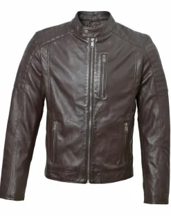 Homme Blue Wellford Veste en Cuir Blagnac marron