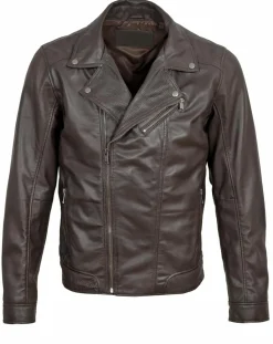 Blue Wellford Veste en Cuir Brazza marron