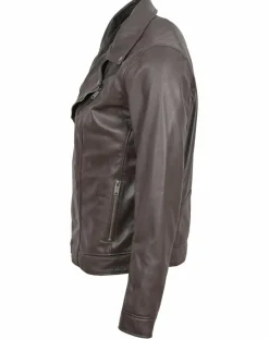 Blue Wellford Veste en Cuir Brazza marron