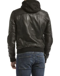 Homme Blue Wellford Veste en Cuir Brezon noire