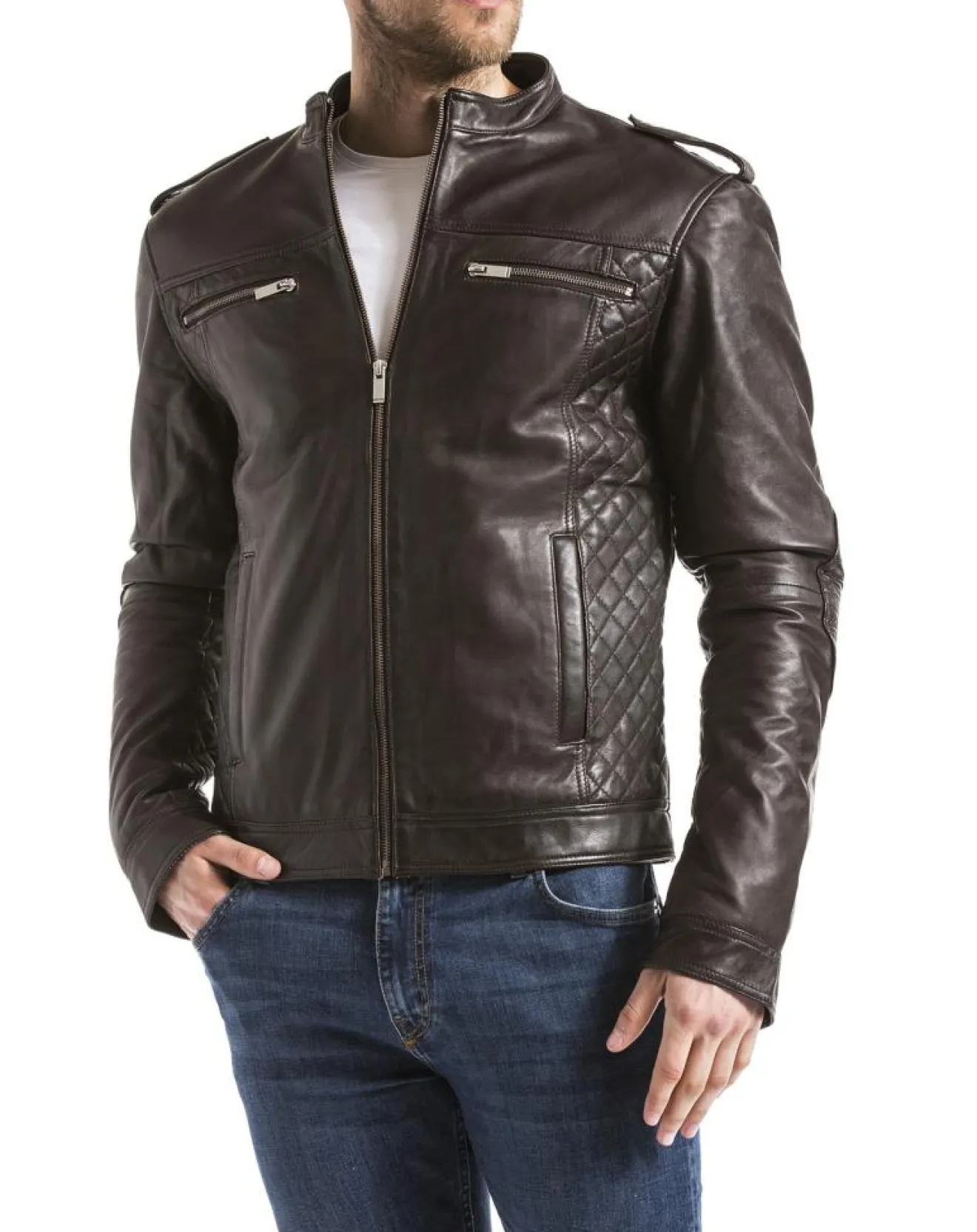 Clearance Blue Wellford Veste en Cuir Brisbane marron
