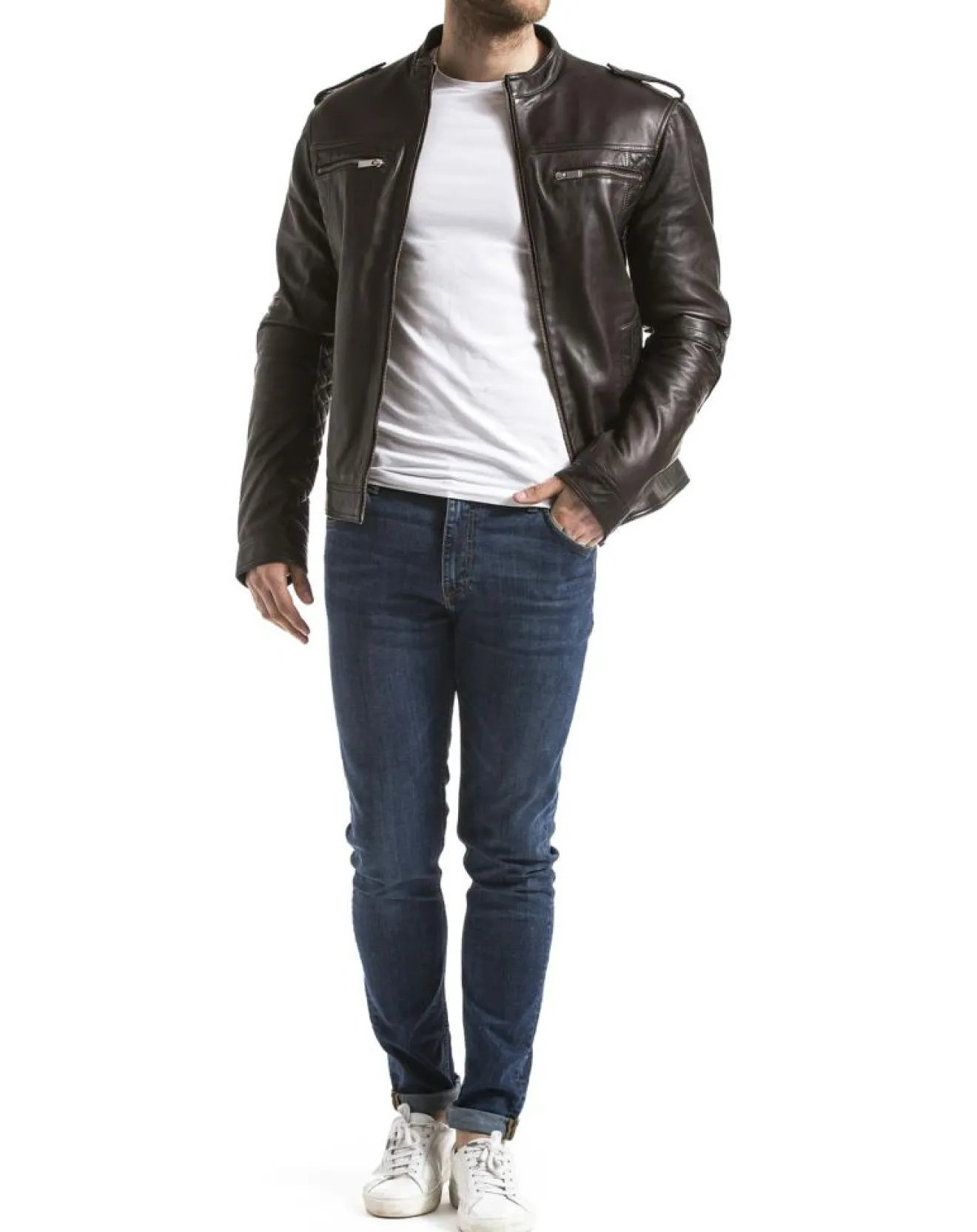 Clearance Blue Wellford Veste en Cuir Brisbane marron