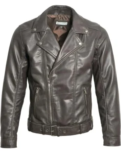 New Blue Wellford Veste en Cuir Buenos marron