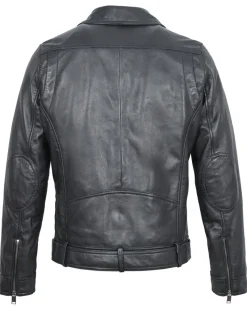 Homme Blue Wellford Veste en Cuir Buenos noire