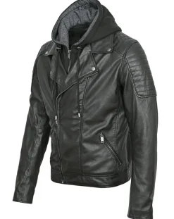 New Essentiel Cuir Veste en Cuir Bull noire