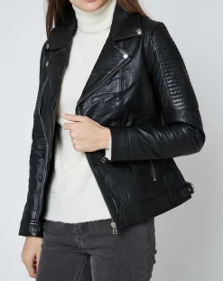 Sale Blue Wellford Veste en Cuir Carmen noire