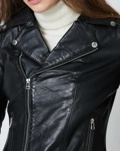 Sale Blue Wellford Veste en Cuir Carmen noire