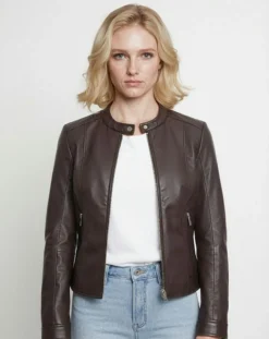Femme Chyston Veste en Cuir Cassie marron