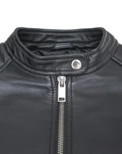 New Blue Wellford Veste en Cuir Caterina noire