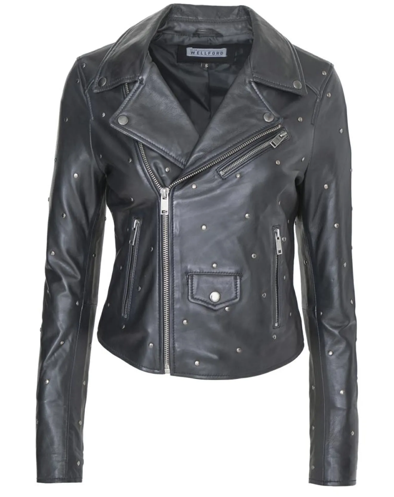 Outlet Blue Wellford Veste en Cuir Chana noire