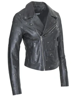 Outlet Blue Wellford Veste en Cuir Chana noire