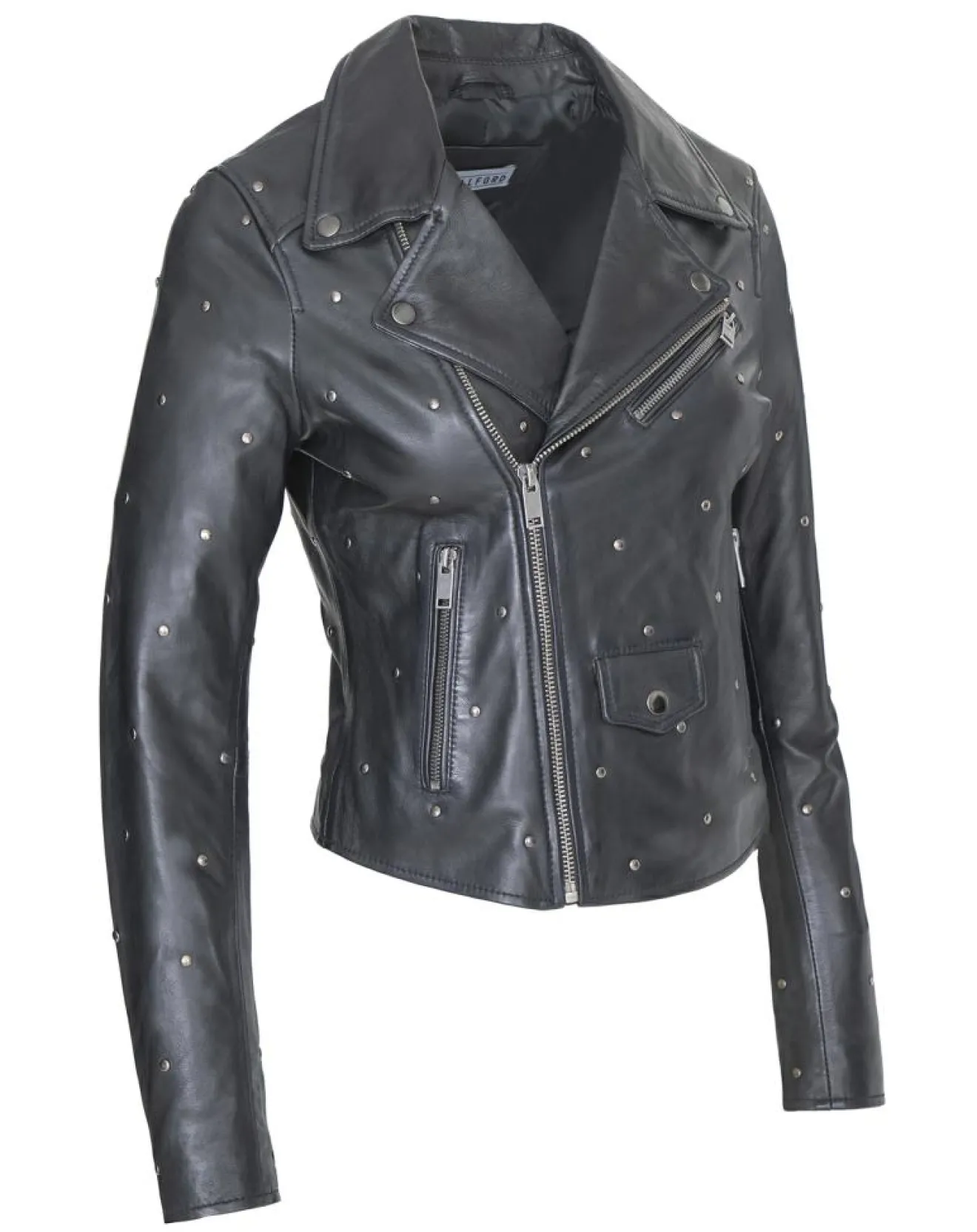 Outlet Blue Wellford Veste en Cuir Chana noire