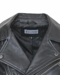 Outlet Blue Wellford Veste en Cuir Chana noire