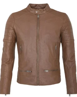 Homme Chyston Veste en Cuir Charles cognac