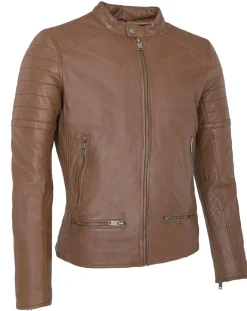 Homme Chyston Veste en Cuir Charles cognac