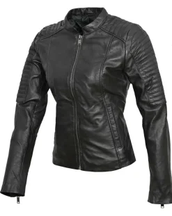 Hot Chyston Veste en Cuir Cheyenne noire