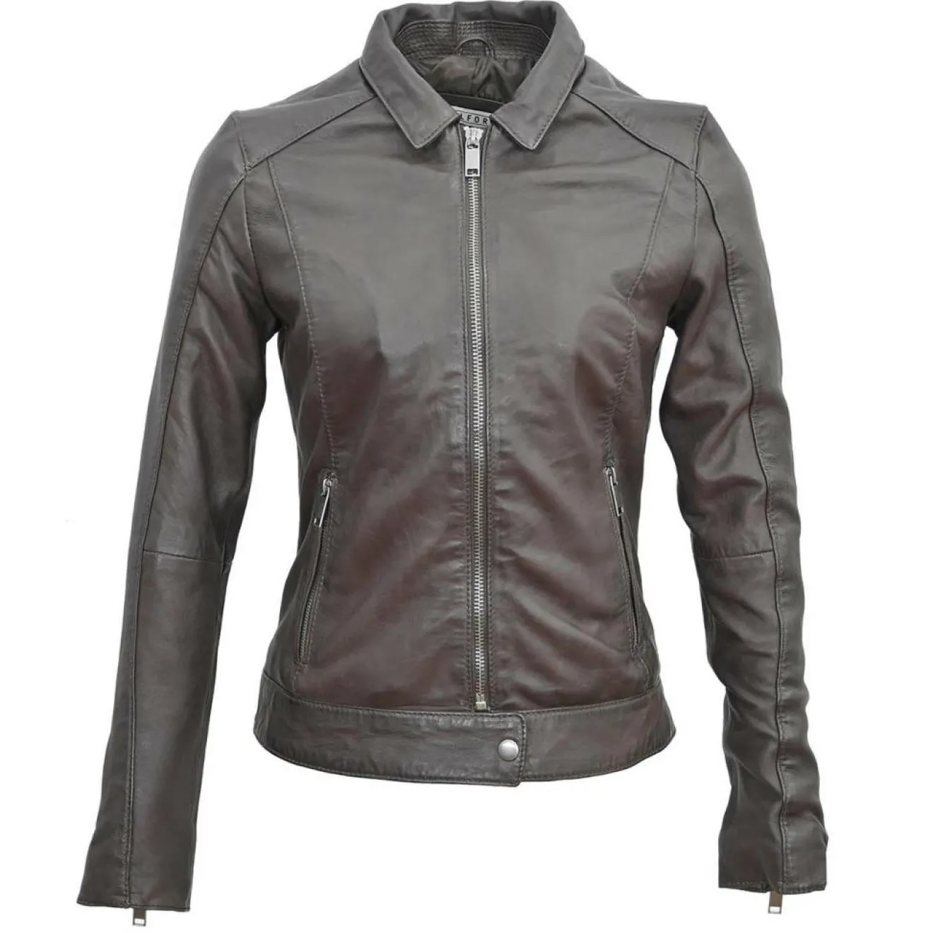 New Blue Wellford Veste en Cuir Chloris marron
