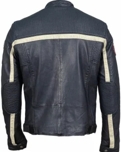 Homme Chyston Veste en Cuir Christo bleu marine