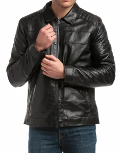Homme Chyston Veste en Cuir Citadin noire