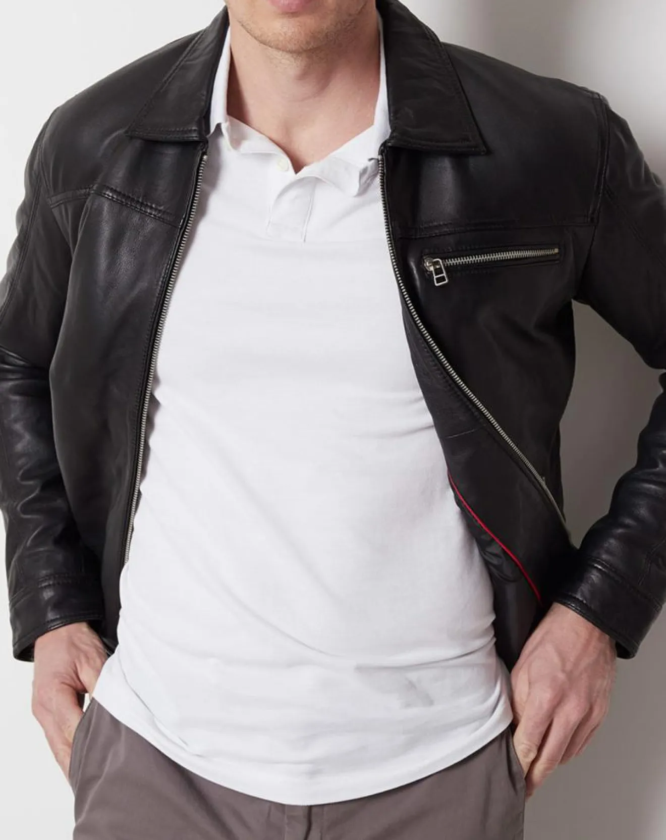 Homme Blue Wellford Veste en Cuir Clément noire