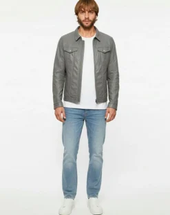 Homme Chyston Veste en Cuir Colt vintage grey