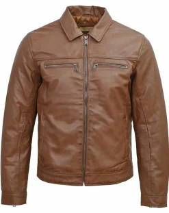 Homme Chyston Veste en Cuir Conall cognac