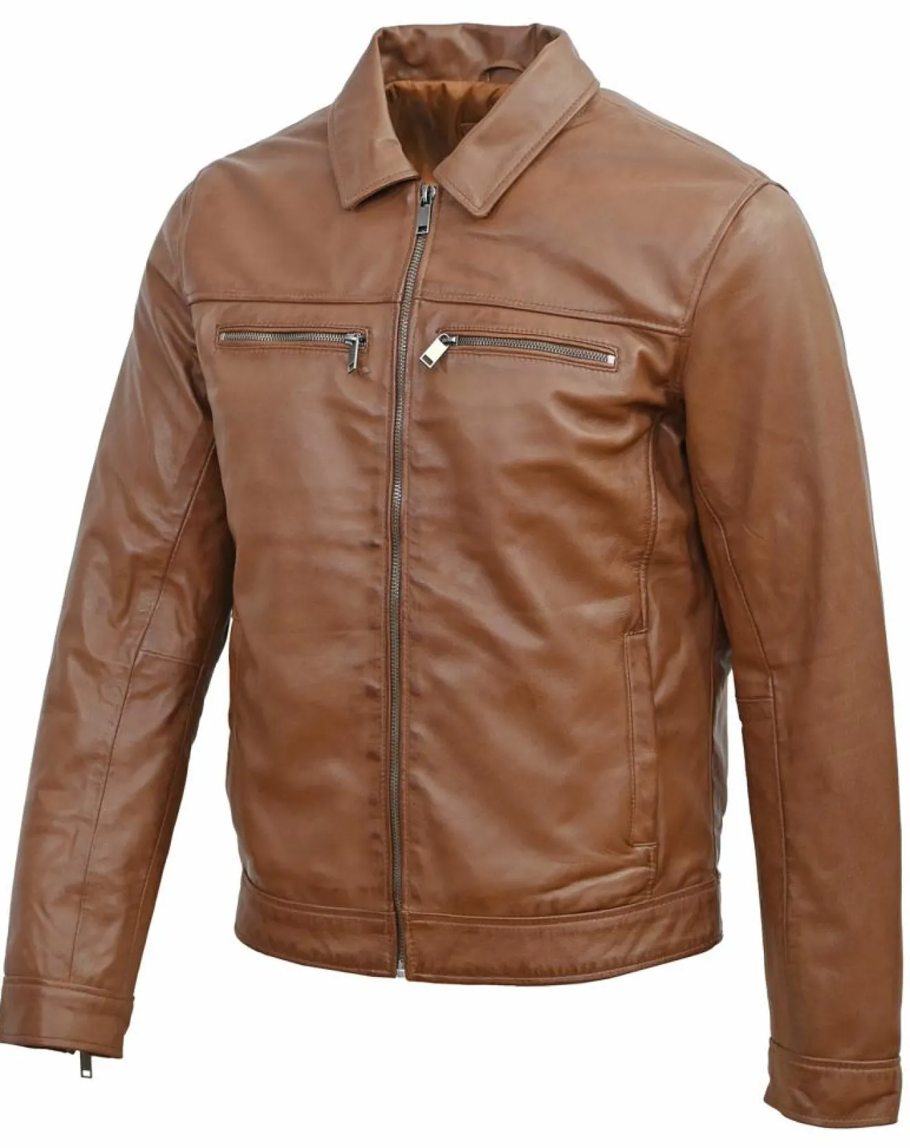 Homme Chyston Veste en Cuir Conall cognac