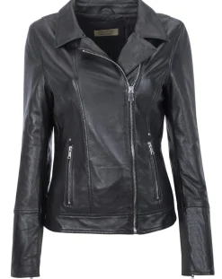 Femme Chyston Veste en Cuir Cora noire