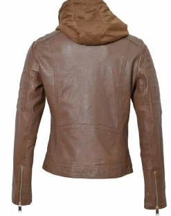 Femme Chyston Veste en Cuir Coria cognac
