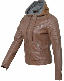 Femme Chyston Veste en Cuir Coria cognac