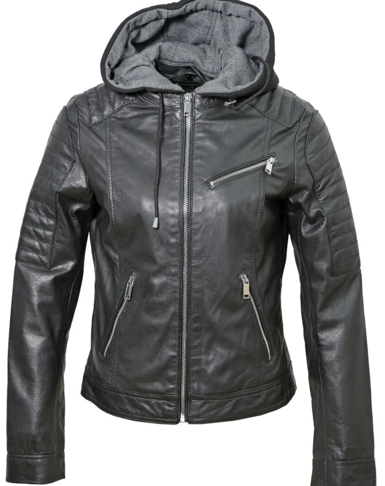 Femme Chyston Veste en Cuir Coria noire
