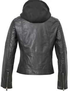 Femme Chyston Veste en Cuir Coria noire