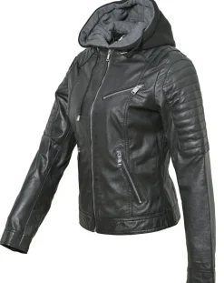 Femme Chyston Veste en Cuir Coria noire