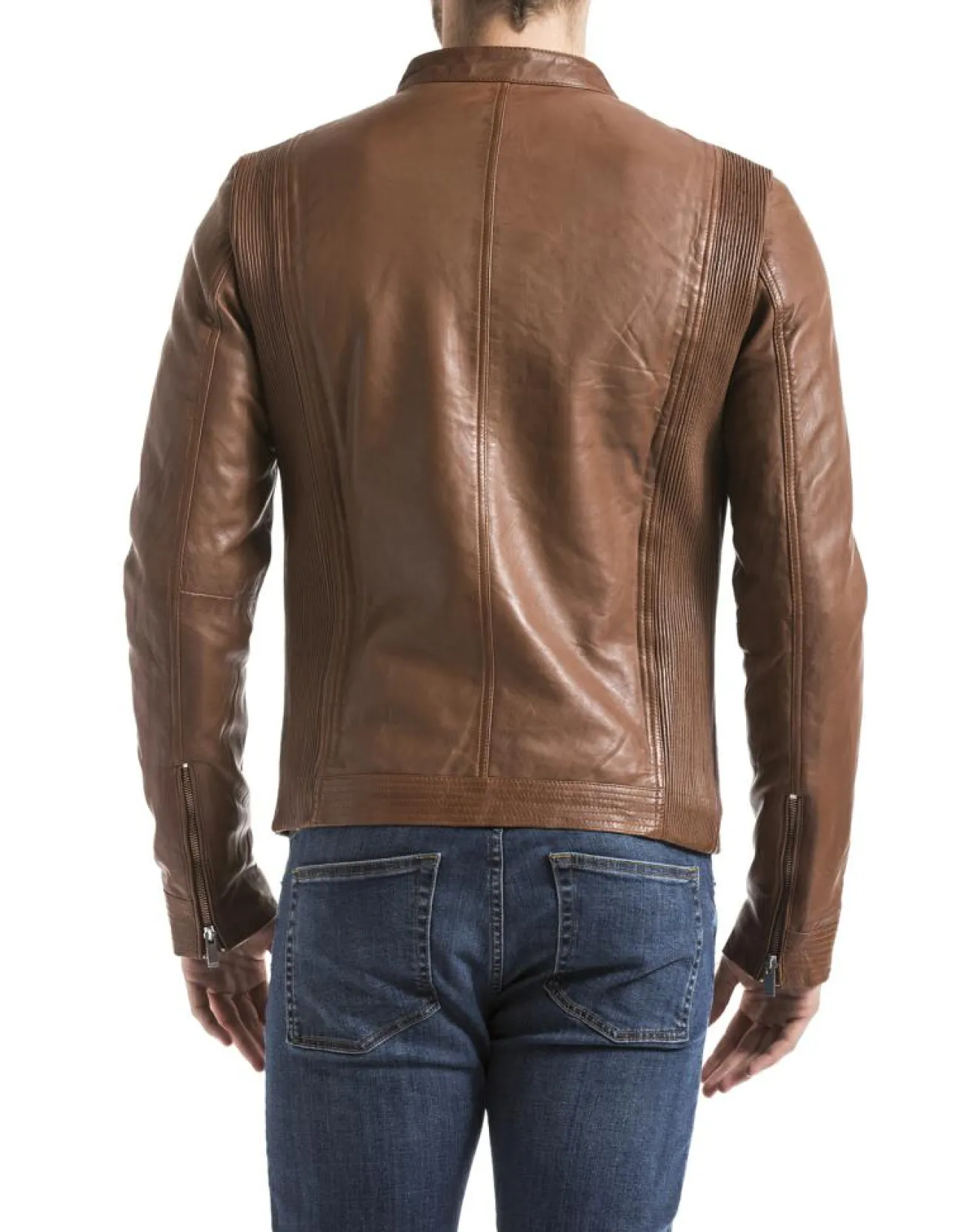 Homme Blue Wellford Veste en Cuir Corrib cognac