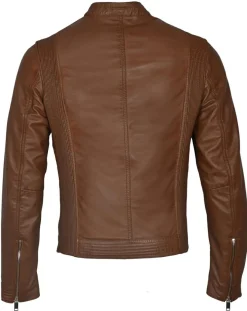 Clearance Blue Wellford Veste en Cuir Corto cognac