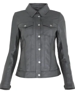 Outlet Chyston Veste en Cuir d'Agneau Christine noire