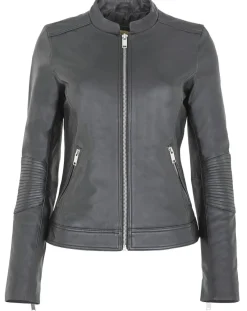 Chyston Veste en Cuir d'Agneau Clara noire