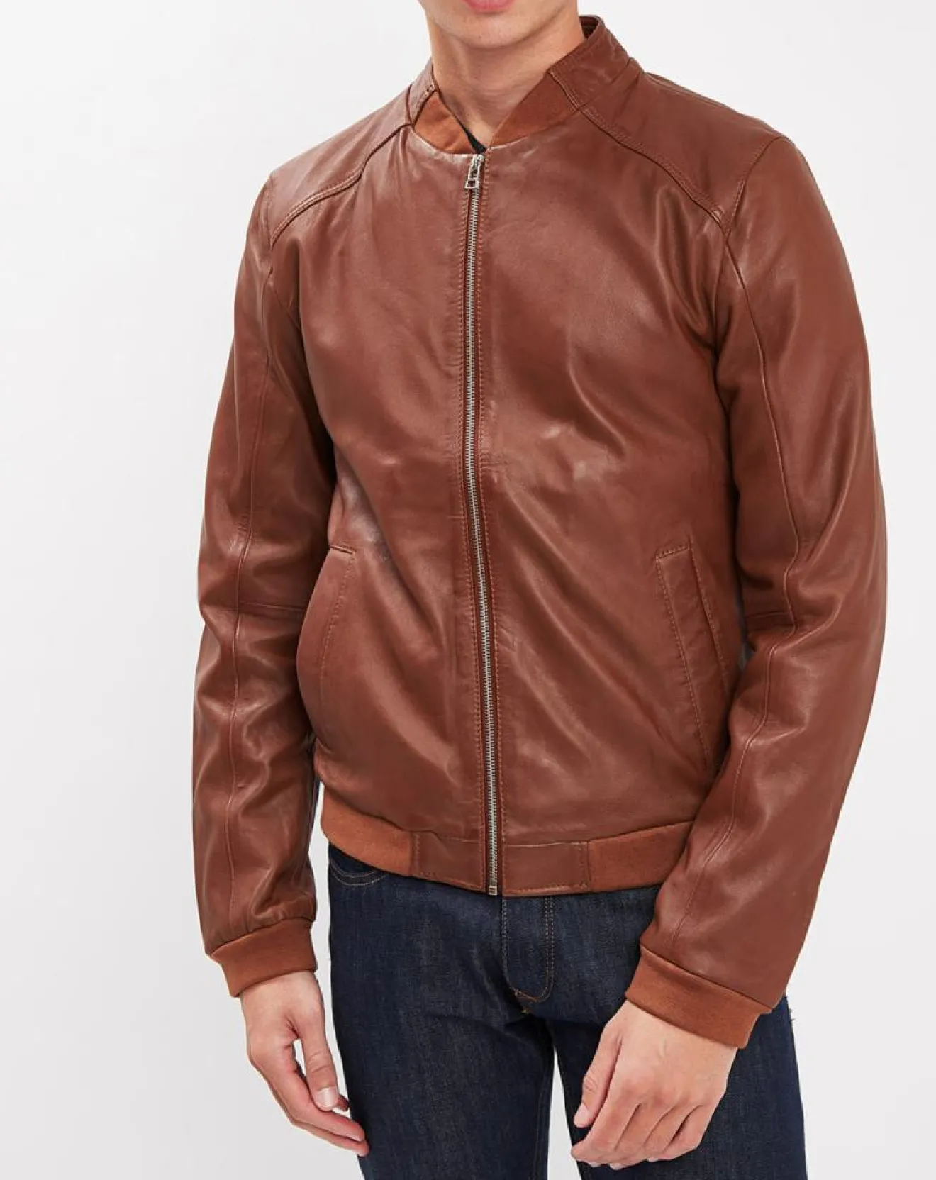 Hot Blue Wellford Veste en Cuir Douro cognac