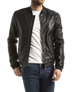 Homme Blue Wellford Veste en Cuir Douro marine