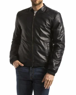 Homme Blue Wellford Veste en Cuir Douro marine