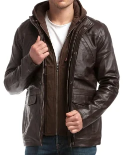 New Chyston Veste en Cuir Elgon marron