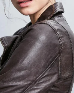 Femme Chyston Veste en Cuir Elodie marron