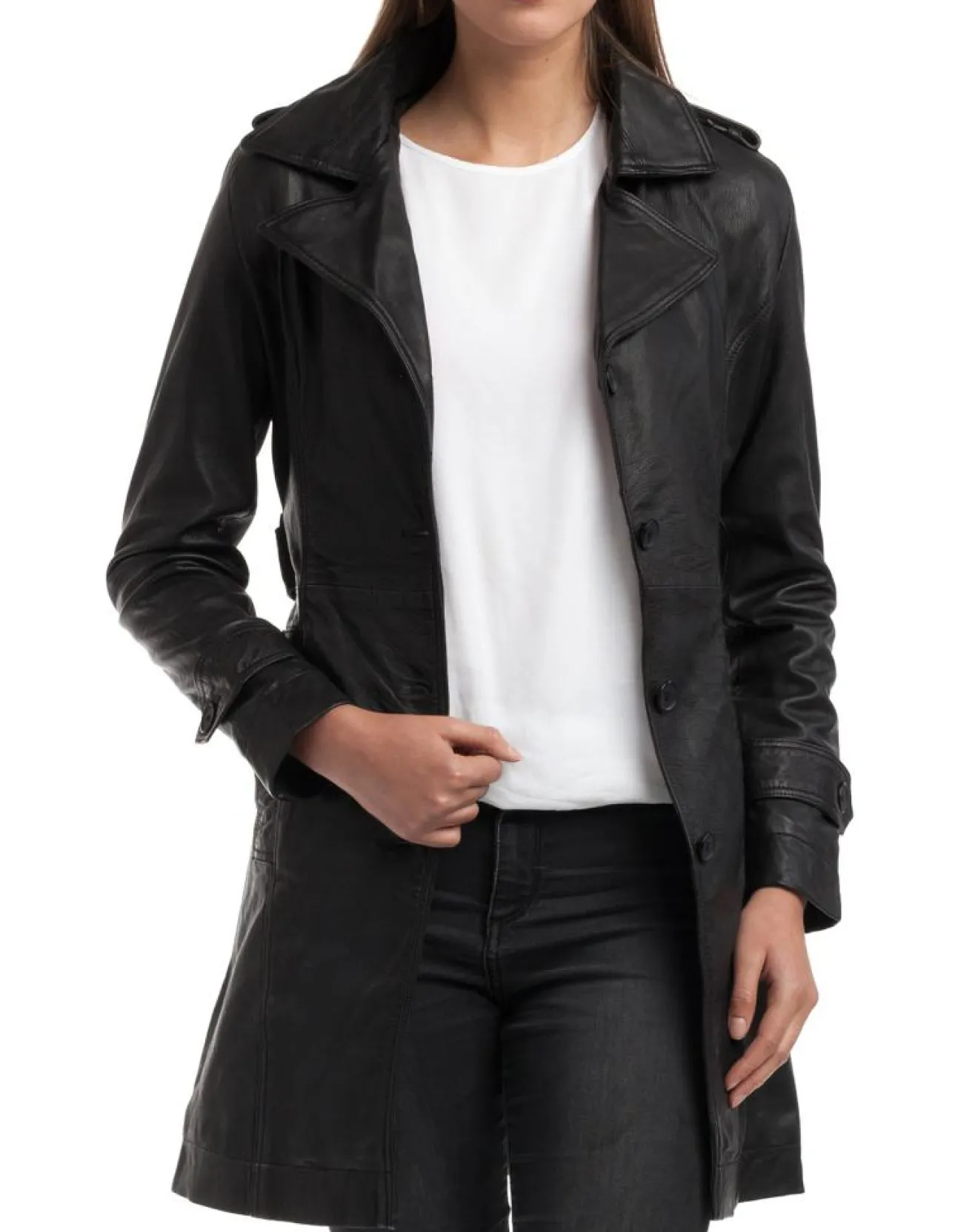 Femme Chyston Veste en Cuir Elsa noire