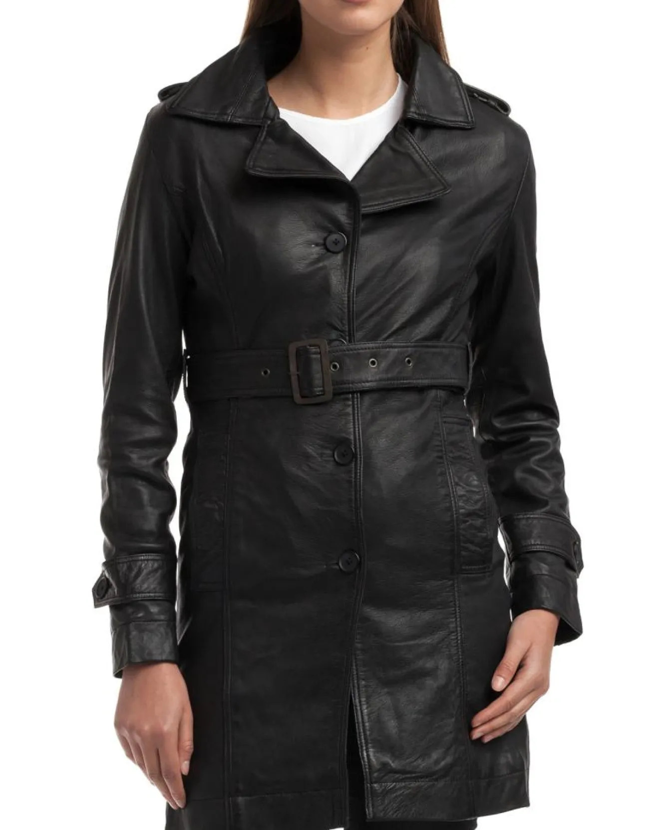 Femme Chyston Veste en Cuir Elsa noire