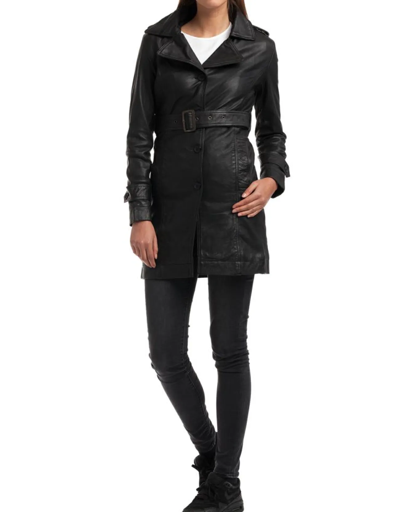 Femme Chyston Veste en Cuir Elsa noire