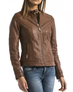 Hot Blue Wellford Veste en Cuir Euphrate cognac